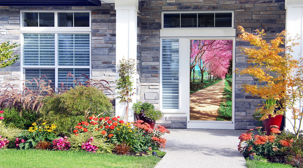 House decorated with custom door cover 