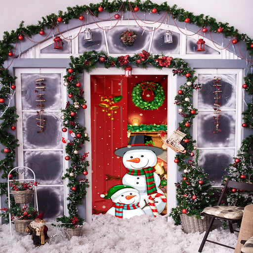 DoorFoto Door Cover Snowman Christmas