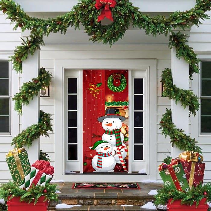 DoorFoto Door Cover Snowman Christmas