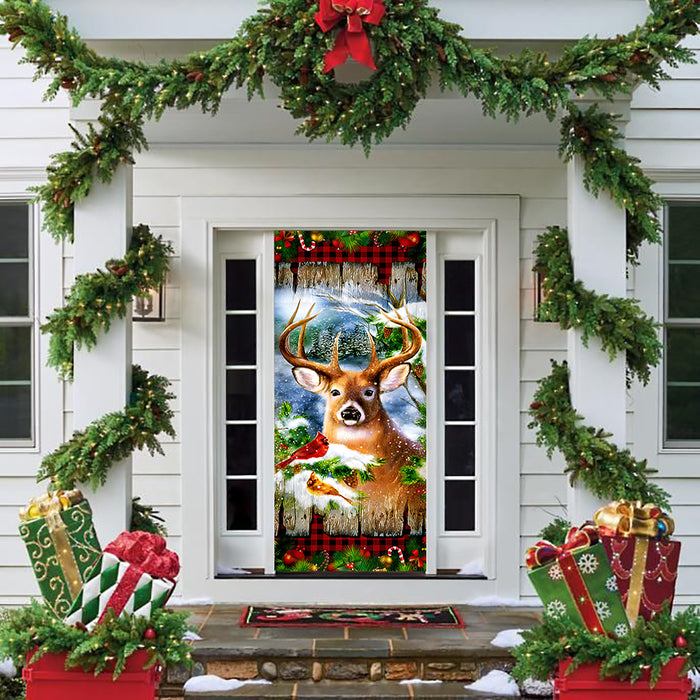 DoorFoto Door Cover Deer Christmas Door Cover