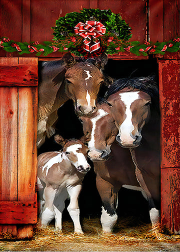 DoorFoto Door Cover Happy Family Horse Door Cover