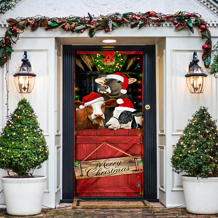 DoorFoto Door Cover Cattle Merry Christmas