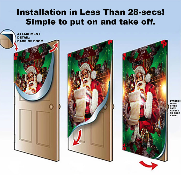 DoorFoto Door Cover Vintage Black Santa Claus