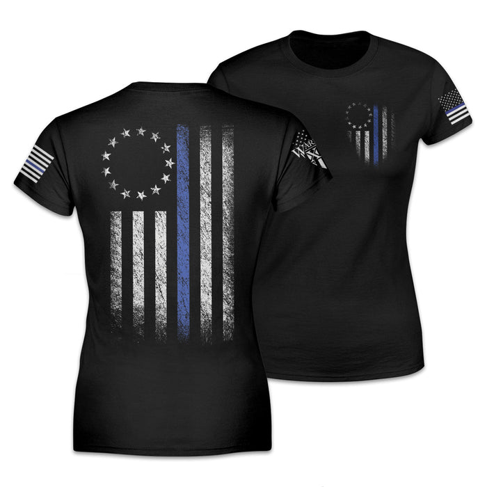 Warrior 12 - A Patriotic Apparel Company Women's Shirts Thin Blue Line Betsy Ross Flag - Women's Relaxed Fit