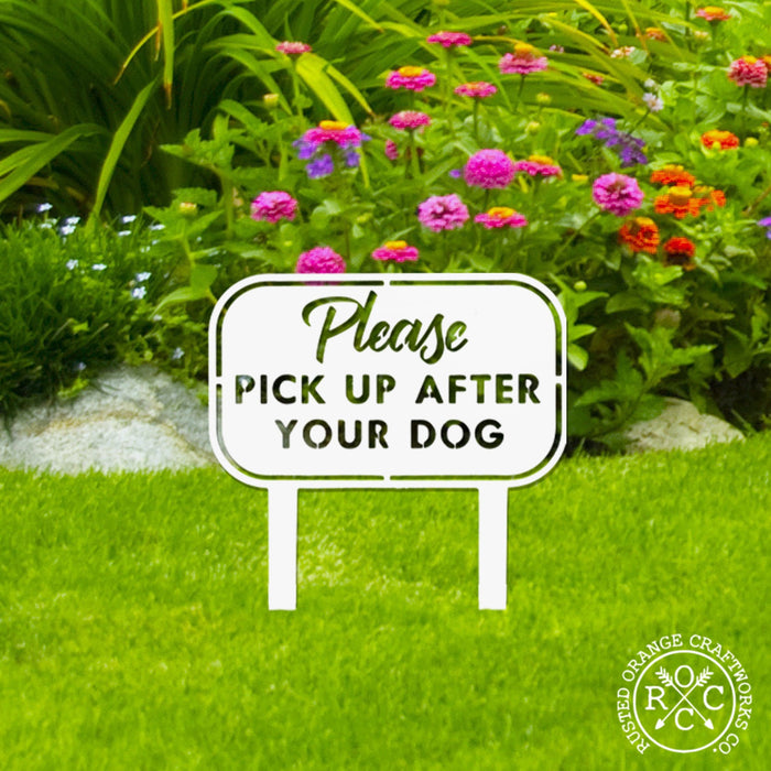 Rusted Orange Craftworks Co. Animals & Pet Supplies Pick Up the Poop Yard Stake - Dog No Pooping Signs for Yard and Lawn