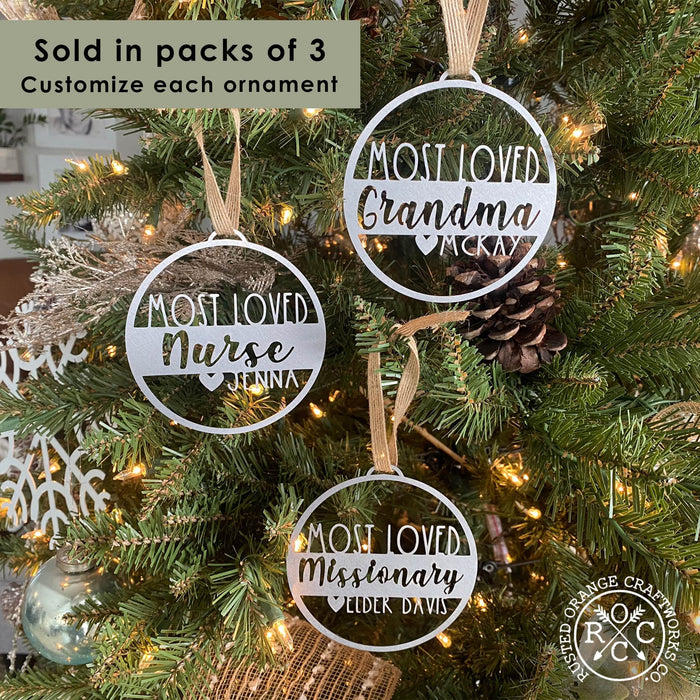 Rusted Orange Craftworks Co. Holiday Ornaments Personalized VIP Thank You Gift Ornament  3 pack - Appreciation Gifts For Friends and Loved Ones