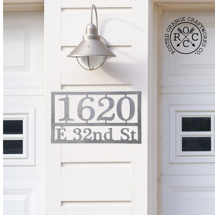 Rusted Orange Craftworks Co. Address Signs Home Address Plaque - 3 Sizes - Personalized Metal Street Name and House Numbers Sign