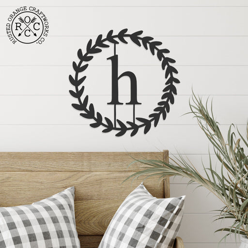 Rusted Orange Craftworks Co. Home Decor Decals Olive Wreath Single Letter Monogram - 3 Sizes - Custom Metal Sign Monogram