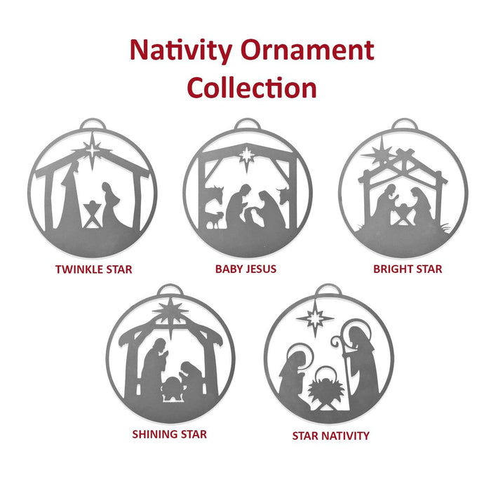 Rusted Orange Craftworks Co. Seasonal & Holiday Decorations Nativity Ornaments - 5 pack - Metal Christmas Tree Ornaments