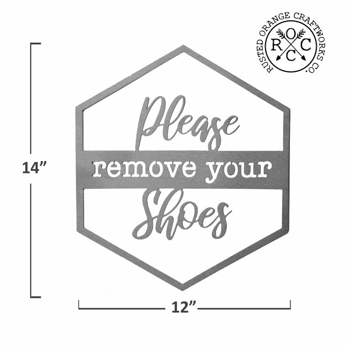 Rusted Orange Craftworks Co. Wreaths & Garlands Please remove your shoes Hexagon Door Greetings - Welcome to Our Home Modern Rustic Word Art