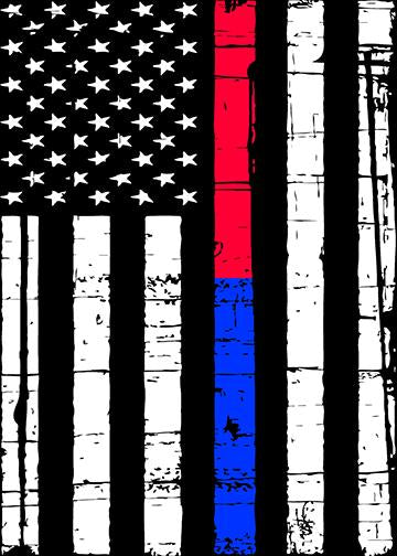 DoorFoto Door Cover Thin Blue and Red Line