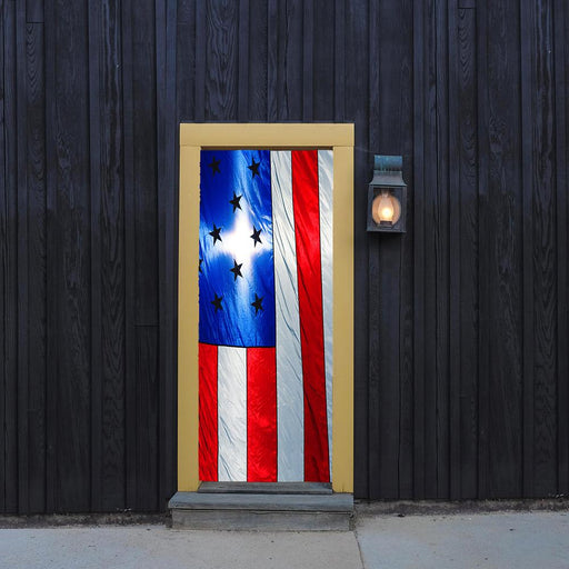 DoorFoto Door Cover Shiny American Flag Decor