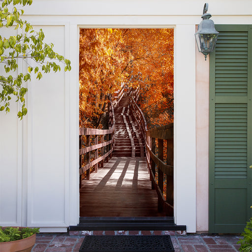 DoorFoto Door Cover Wooden Staircase