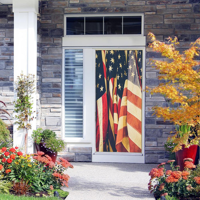 DoorFoto Door Cover Hanging American Flags