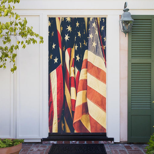 DoorFoto Door Cover Hanging American Flags