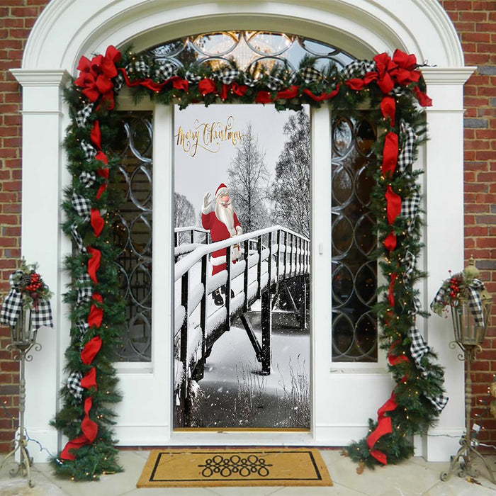 DoorFoto Door Cover Santa Claus Outdoor Decorations