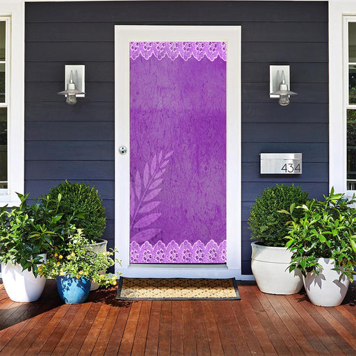 DoorFoto Door Cover Purple Leaf