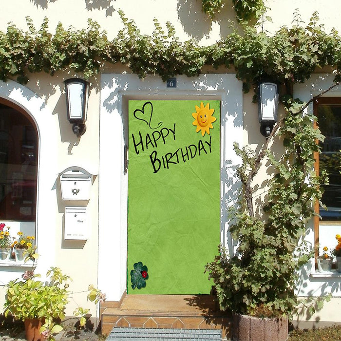 DoorFoto Door Cover Customizable - Happy Birthday - Green Background