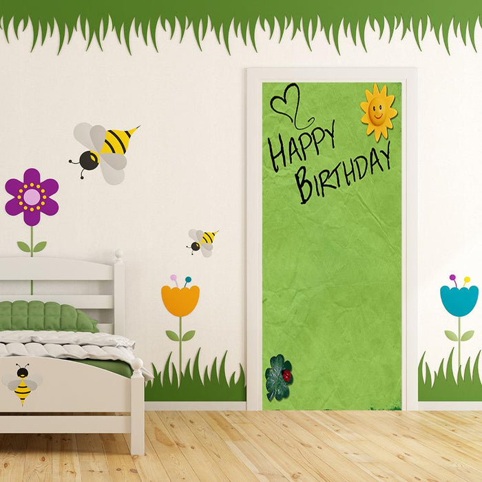 DoorFoto Door Cover Customizable - Happy Birthday - Green Background