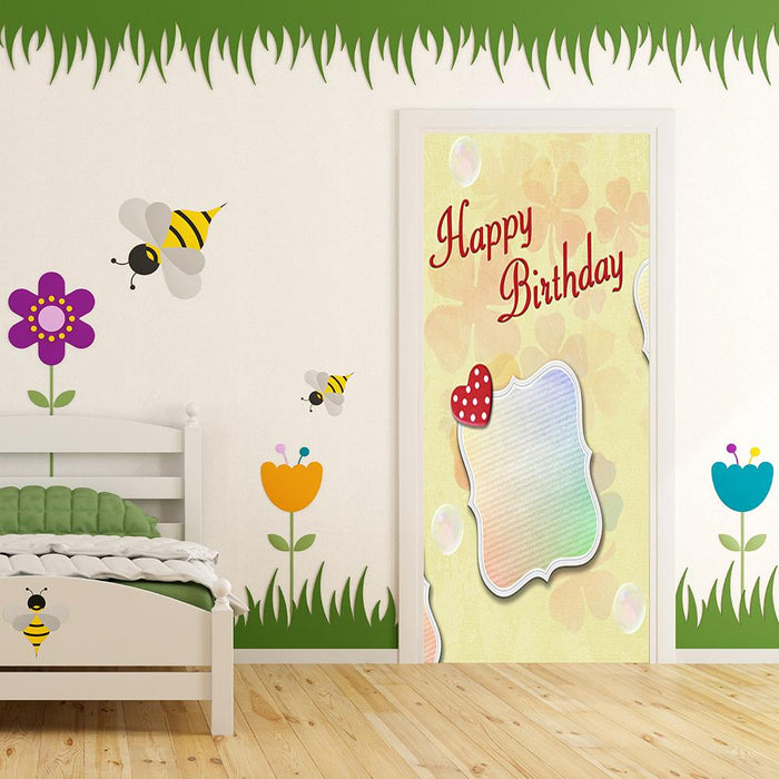 DoorFoto Door Cover Customizable - Happy Birthday with Heart