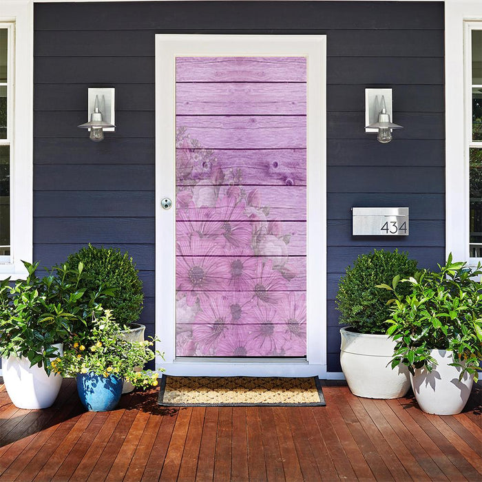 DoorFoto Door Cover Customizable - Purple Shiplap