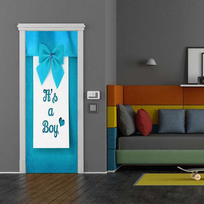 DoorFoto Door Cover It's a Boy - Blue Bow