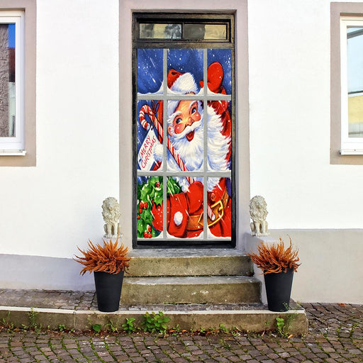 DoorFoto Door Cover Santa's Window Smile