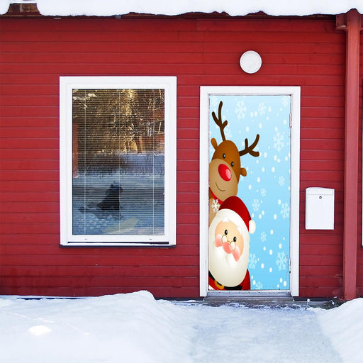 DoorFoto Door Cover Santa and Reindeer