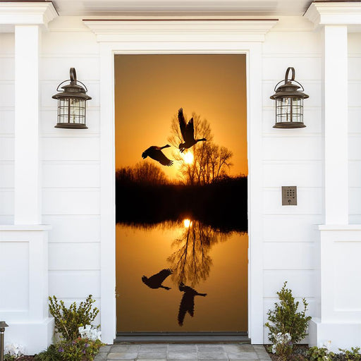 DoorFoto Door Cover Canadian Geese in Golden Sunset