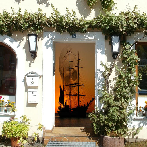 DoorFoto Door Cover Pirate Ship Skull Sky