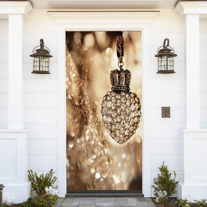 DoorFoto Door Cover Christmas Gold Ornament