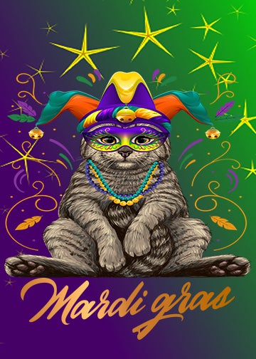 DoorFoto Door Cover Mardi Gras Cat