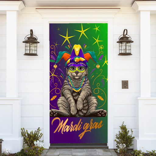 DoorFoto Door Cover Mardi Gras Cat