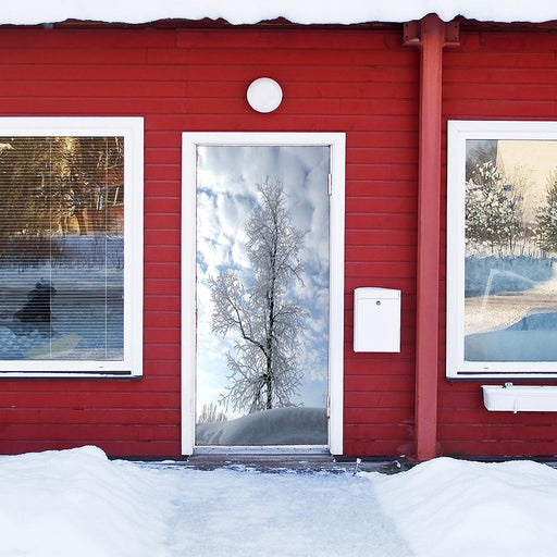 DoorFoto Door Cover Snow Christmas Tree