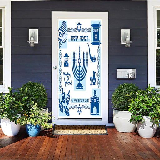 DoorFoto Door Cover Menorah Decoration