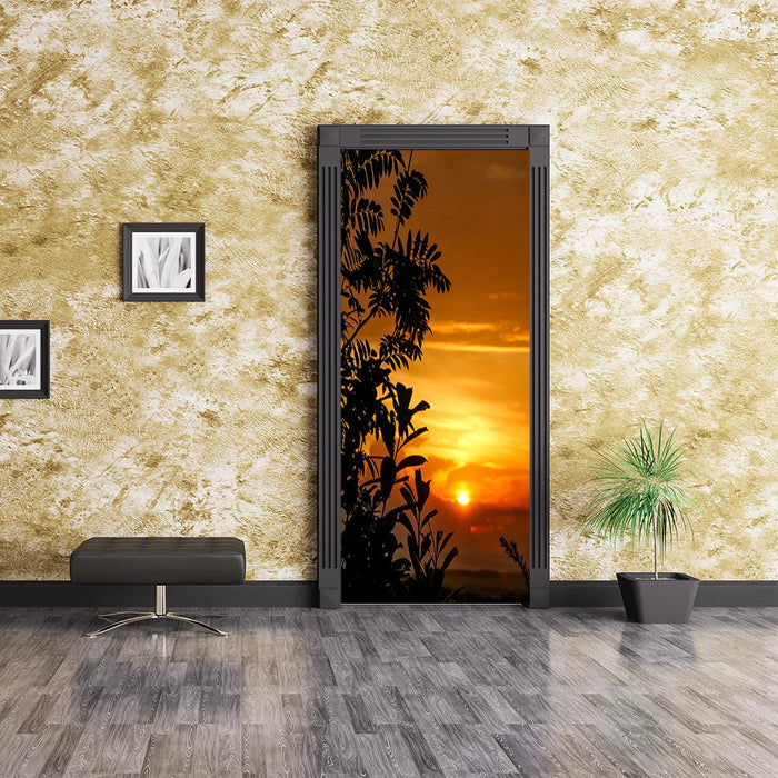 DoorFoto Door Cover Palms Sunset