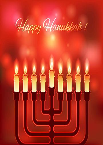 DoorFoto Door Cover Menorah Candles Red Background