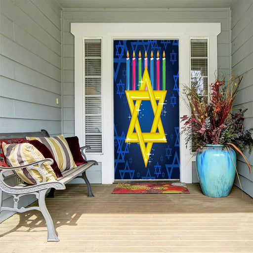 DoorFoto DoorWrap Star of David & Menorah Candles