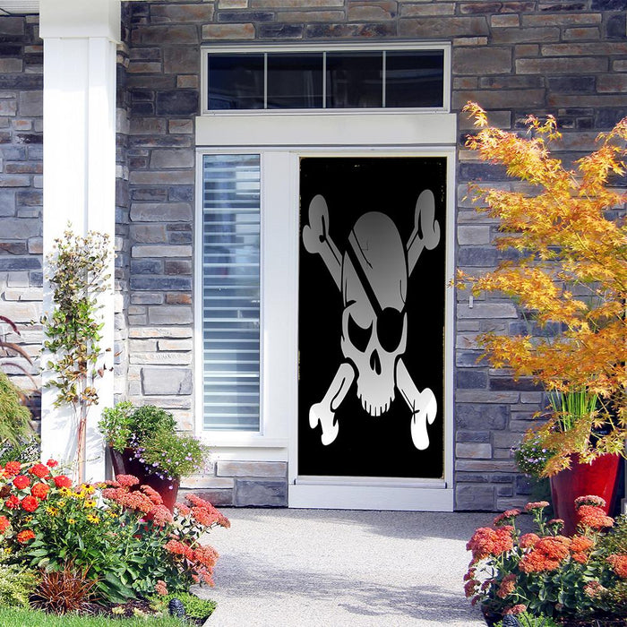 DoorFoto Door Cover Skull and Crossbones Flag