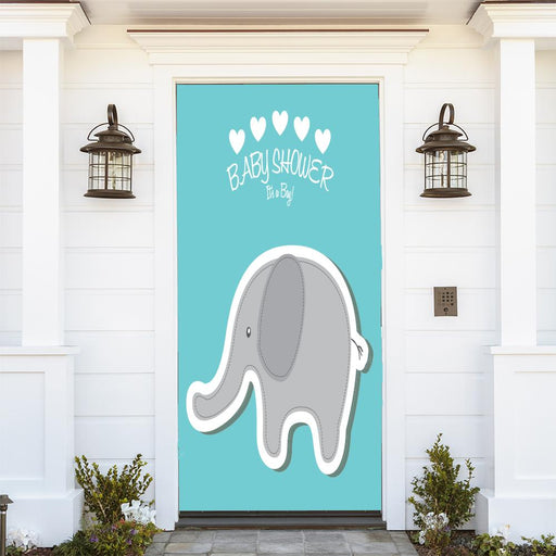 DoorFoto Door Cover Baby Shower - Gray Elephant