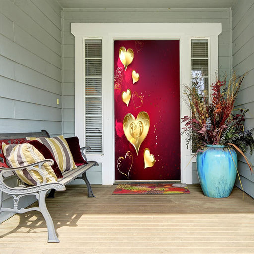 DoorFoto Door Cover Customizable - Golden Hearts