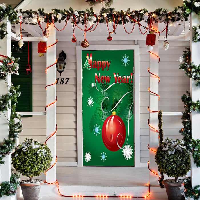 DoorFoto Door Cover Happy New Year Ornament