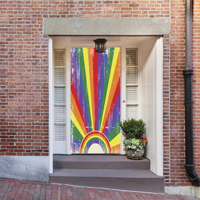 DoorFoto Door Cover Customizable - Vintage Gay Pride Rainbow Flag