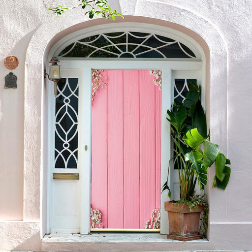 DoorFoto Door Cover Pink Wedding Door with Flowers