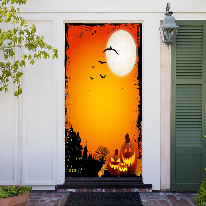 DoorFoto Door Cover Customizable - Orange Pumpkin Backdrop