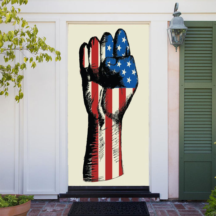 DoorFoto Door Cover American Flag Fist