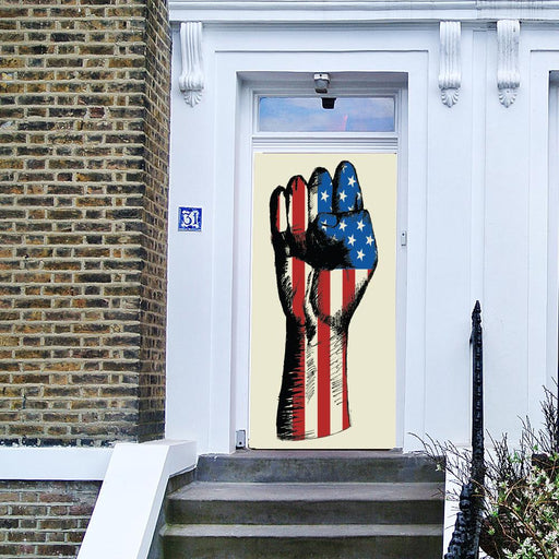 DoorFoto Door Cover American Flag Fist