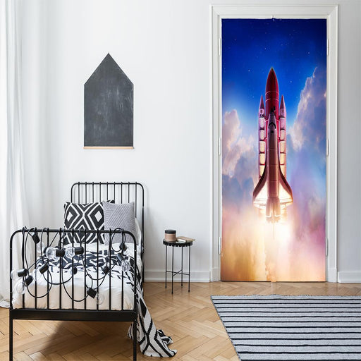 DoorFoto Door Cover Rocket Ship Decor