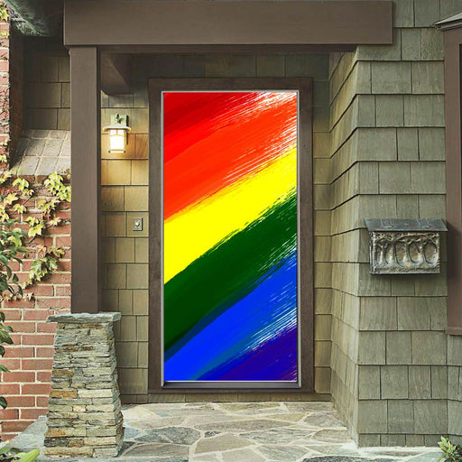 DoorFoto Door Cover Customizable - Gay LGBT Flag Grunge Background