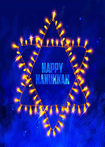 DoorFoto Door Cover Happy Hanukkah - Ligthed Garland